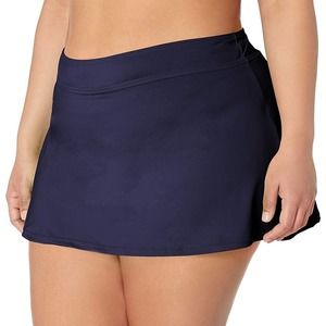 Anne Cole Womens Plus Size Solid Rock Skirted Bikini Swim Skirt Navy Size 22W NW